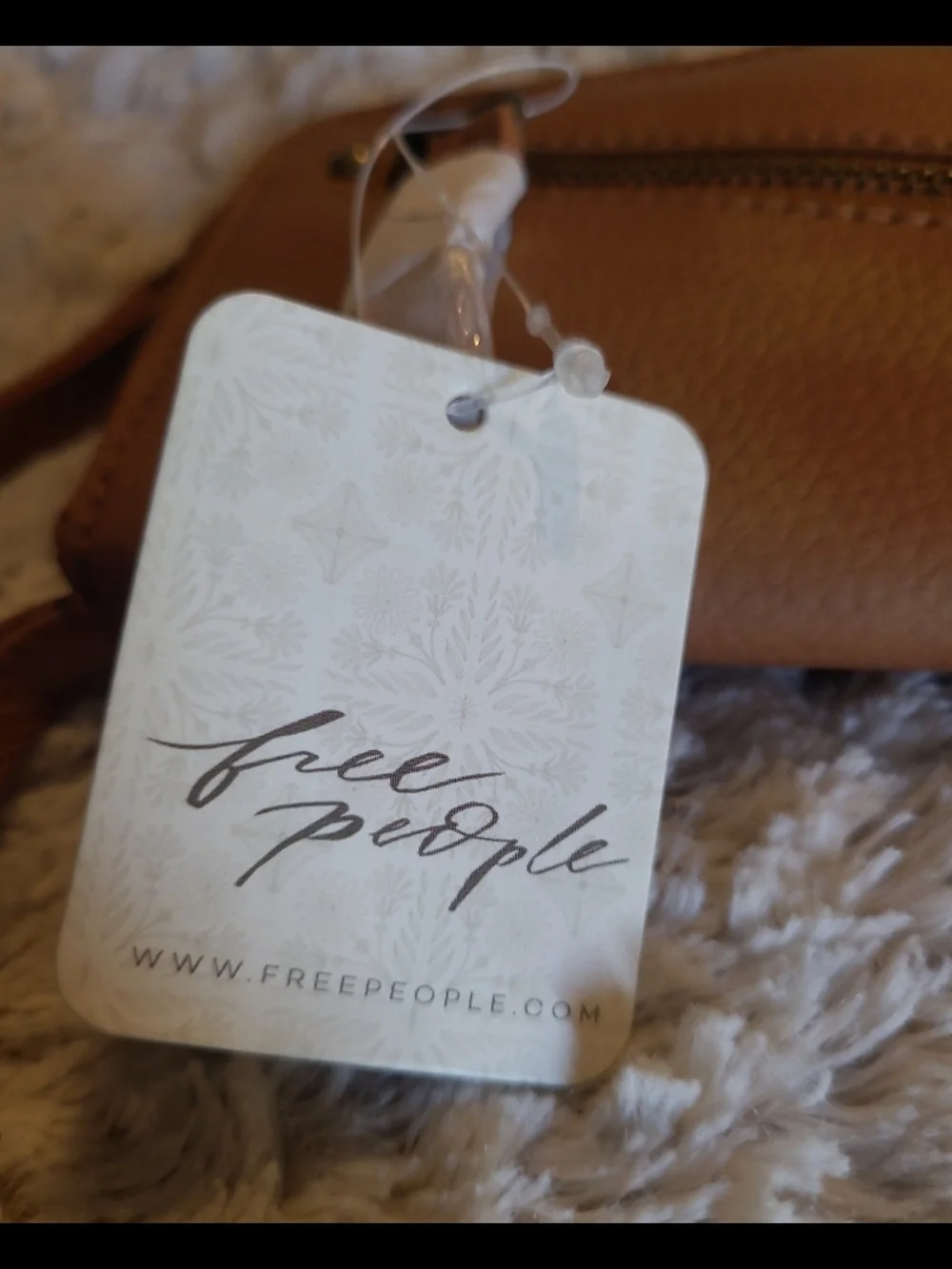 Free People Tan Pebbled Leather Wristlet